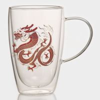 Glass mug with double walls Magistro “Duo. The Dragon"